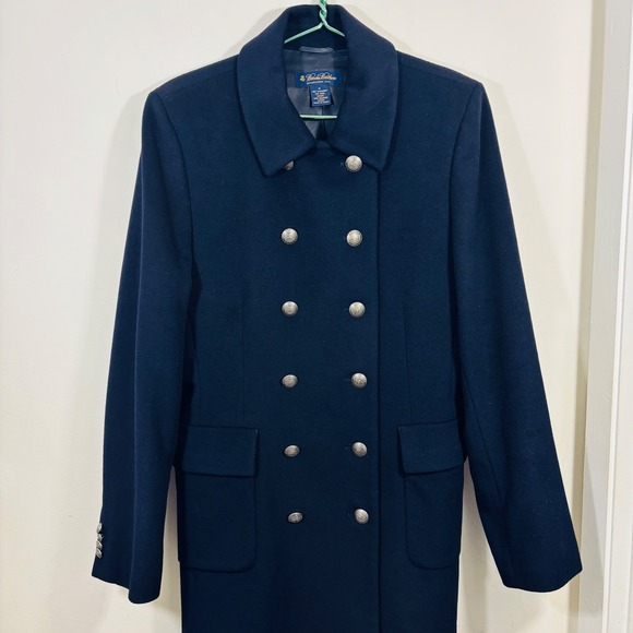 Brooks Brothers Wool Cashmere Double Breasted Black MilitaryStyle Pea Coat 12 - Picture 2 of 10
